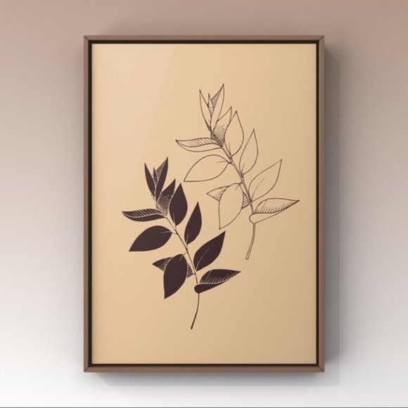 Modern minimalist stem with leave abstract wallart - Picture 1 of 2